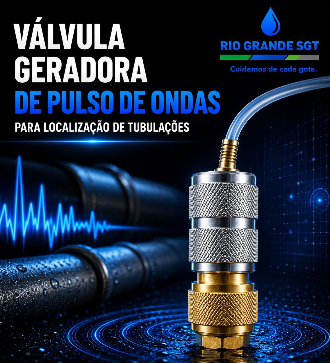Válvula geradora de pulso de ondas para localização de tubulações